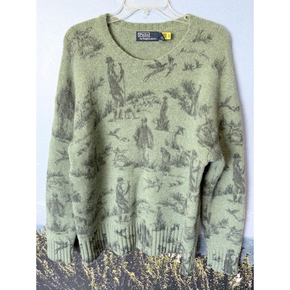 Polo Ralph Lauren Other - XL Polo Ralph Lauren Men's Green Wool Knit Crewneck Hunting Dog Graphic Sweater